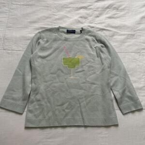 J.McLaughlin Mint blue 100% cashmere margarita graphic sweater Size large